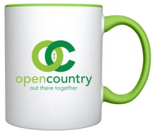 mug with Open Country logo on