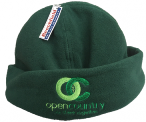 green fleece hat with Open Country logo